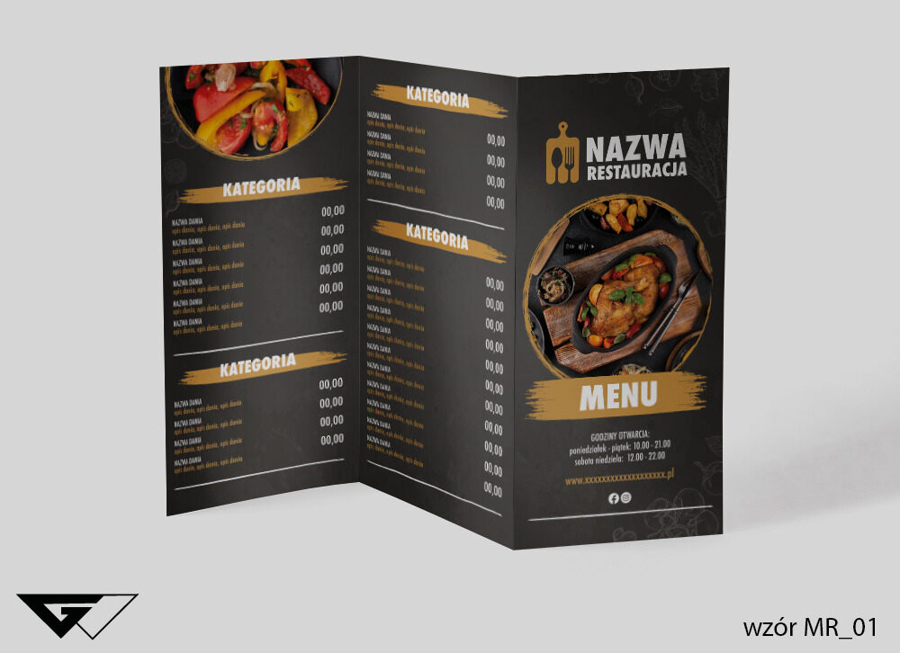 Ulotka menu czarno złota